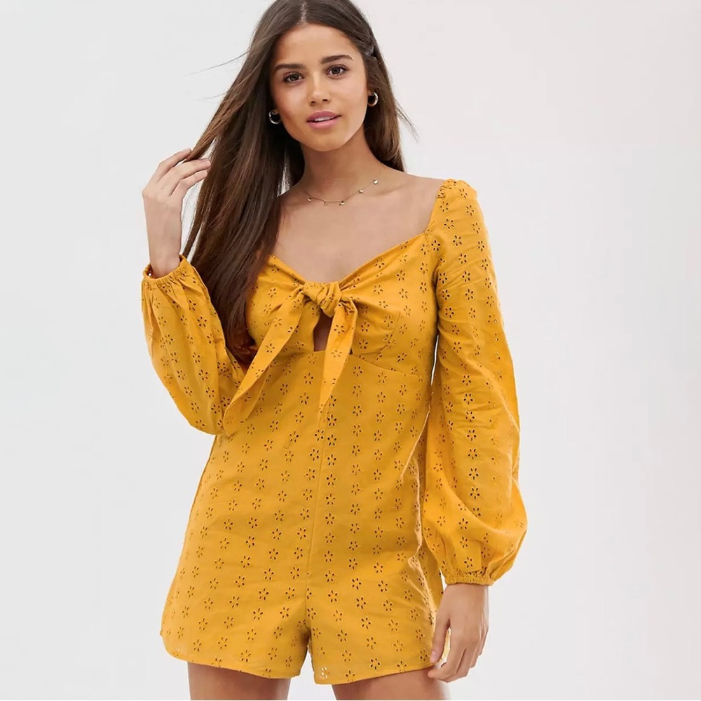 NWT ASOS yellow eyelet yellow romper